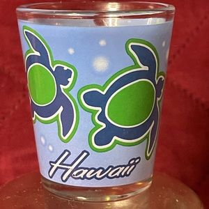 Hawaii Souvenir Shot Glass Island Group China Turtle Blue Ocean Bubbles 2.5"